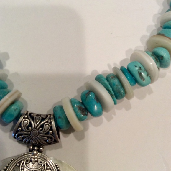 Silver and turquoise necklace - Picture 5 of 6